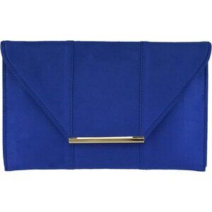 Elegant Women's Faux Microsuede Envelope Clutch in Royal Blue - 12.5" x 8"
